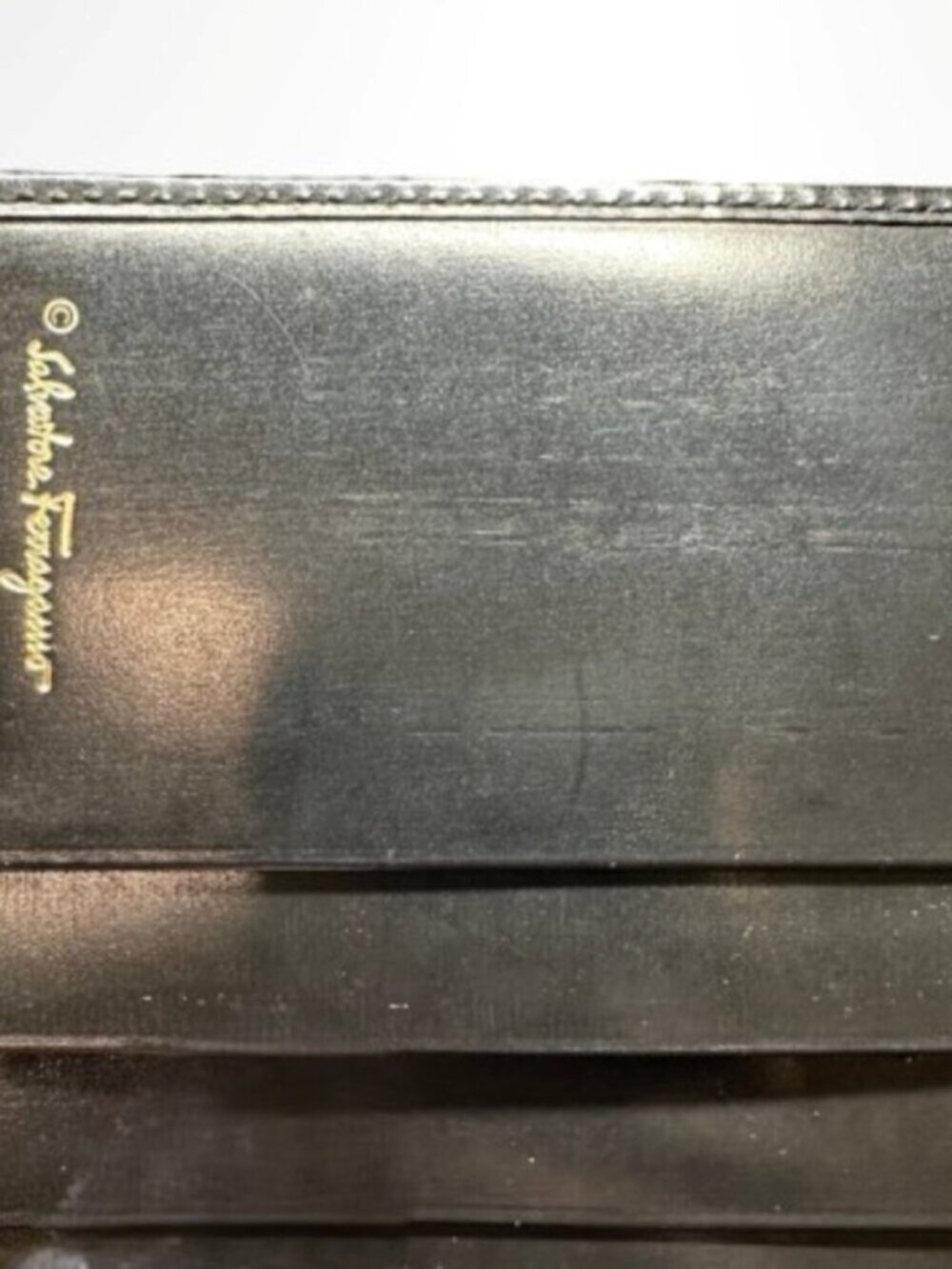 SALVATORE FERRAGAMO Gancini Mini Tri Fold Smooth Leather Wallet Black - Picture 15 of 16